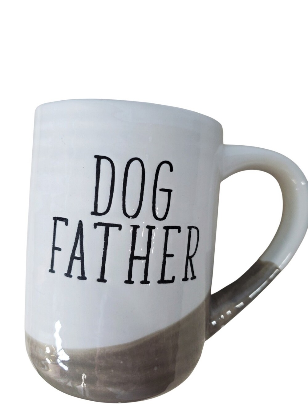 White and Gray "Dog Father" Ceramic Coffee Mug